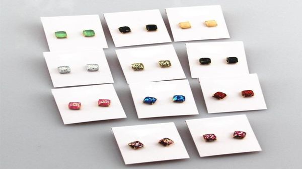 

sequins ear studs square candy colors bling earrings01232776968, Golden;silver