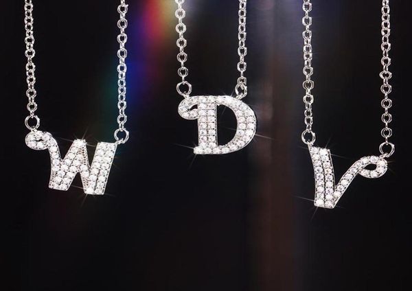 

pendant necklaces caoshi exquisite letter az necklace for women with bright cubic zirconia elegant birthday gift accessories6840643, Silver