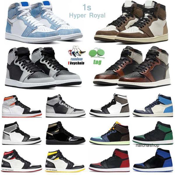 

1s hyper royal high og basketball shoes men women 1 seafoam pollen military blue electro orange dark mocha mens trainers sport sneaker jorde, Black