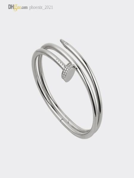 

mens bangle nail bracelet women designer bracelets silver bracelet diamond 20 luxury jewelry titanium steel goldplated never fad9259384, Black