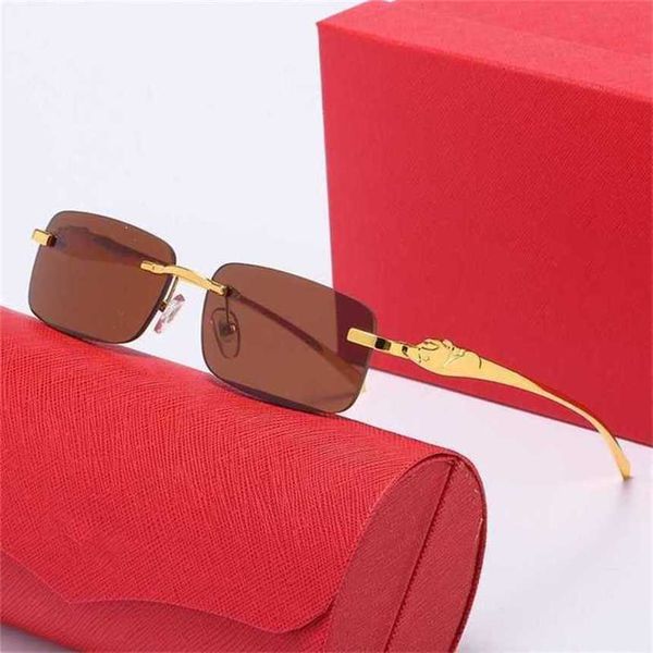 

luxury designer fashion sunglasses 20% off leopard head frameless small box female fashion versatile trend malekajia, White;black