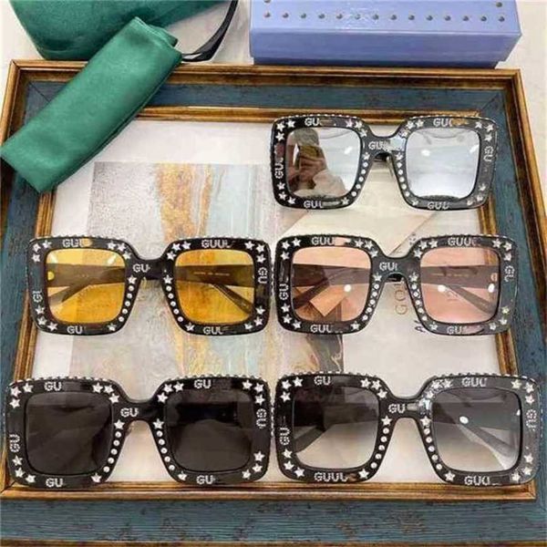 

luxury designer sunglasses 20% off version home style ins tidal band drilling large square net red concave 0780kajia, White;black