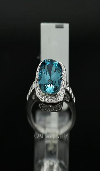 

imitation rhodium plated rings with one big square sapphire stone ring women finger ring wedding jewelry6330804, Golden;silver