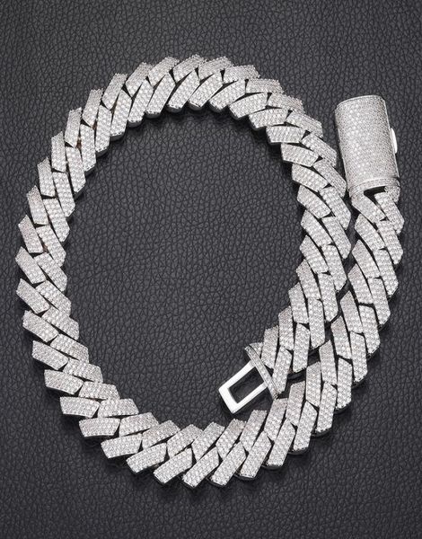 

16mm 1624inch iced cuban link mens gold chain prong chain necklace 18k yellow white gold plated 3 rows diamond cubic zirconia jew3566511, Silver