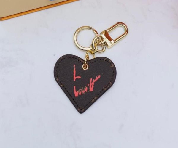 

designer leather car bag keychain key rings fashion heart love pendant stainless steel key chain pandents charm brown flower keych5684383, Slivery;golden
