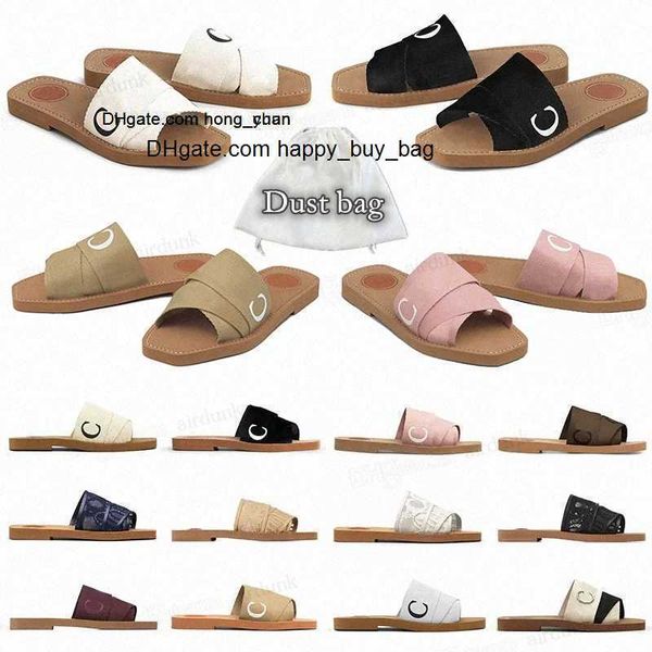 

slippers 2023 designer women woody flat mules sandals slides sail canvas white black women outdoor beach slipper shoes