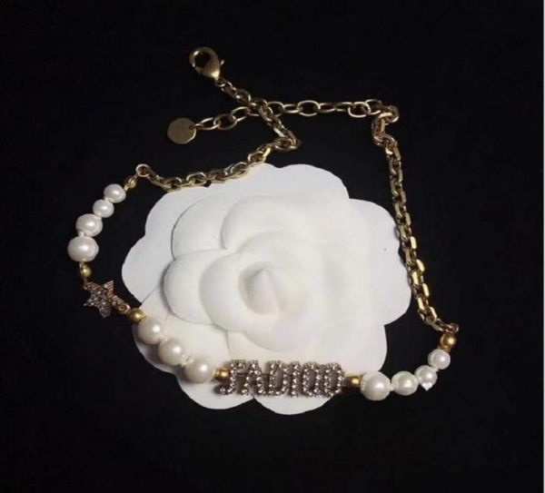 

2021 chain alloy electroplate branded letters pearl stars zirconia studded necklaces and bracelets with packaging4888639, Silver