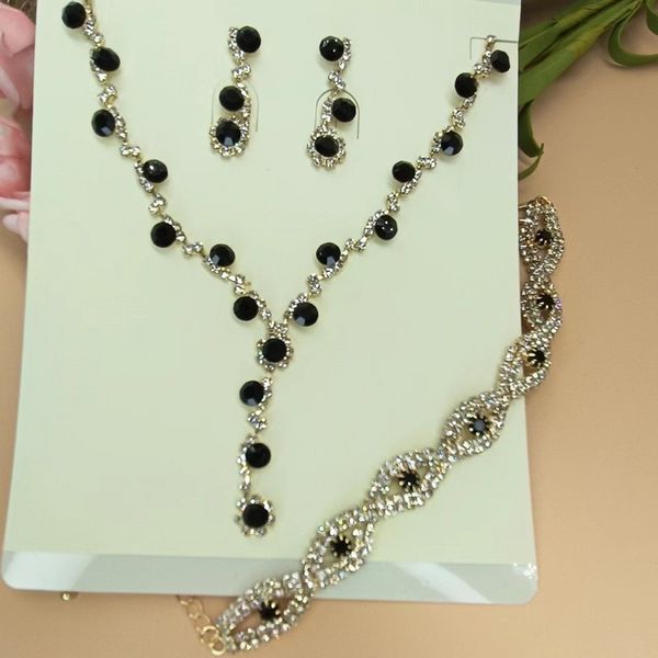 

20 sets pendant necklace earring bracelet suit inlaid zircon rhinestone twinkle bridal decorate non fading wedding american style fashion je, Silver