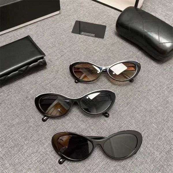 

luxury designer new sunglasses ch5416 oval cat's eye same letter plate, White;black