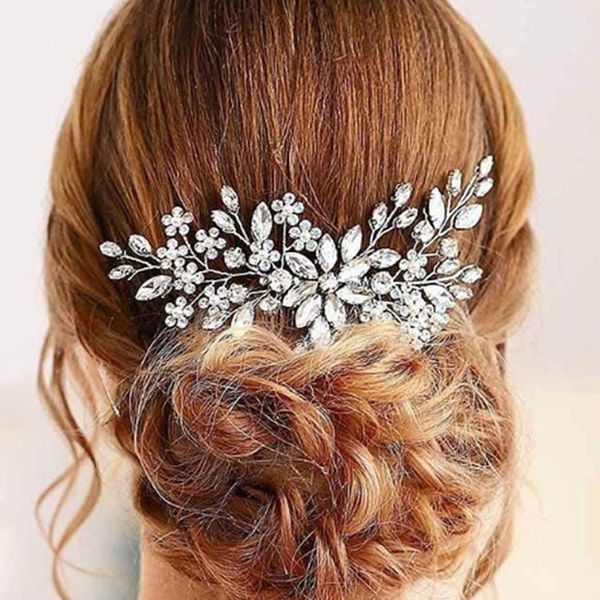 

glittering bridal headwear hair combs headpieces silver rhinestone brides hairdress party prom hair accessories wedding jewelry fashion tiar