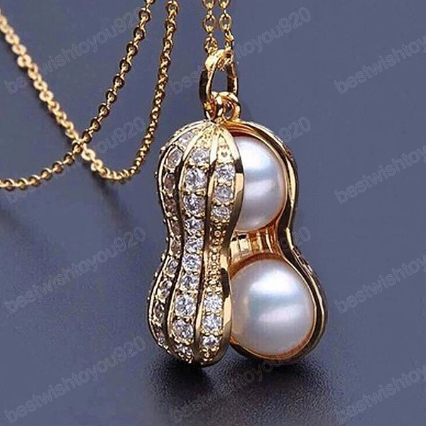 

creative peanut pendant necklace for women christmas gift pearl collar chain necklace korean clavicle chain luxury party jewelry, Silver