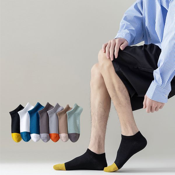 

man socks 2 pairs color matching summer daily sports four seasons thin model basketball mid-tube socks ankle length cotton socks, Black