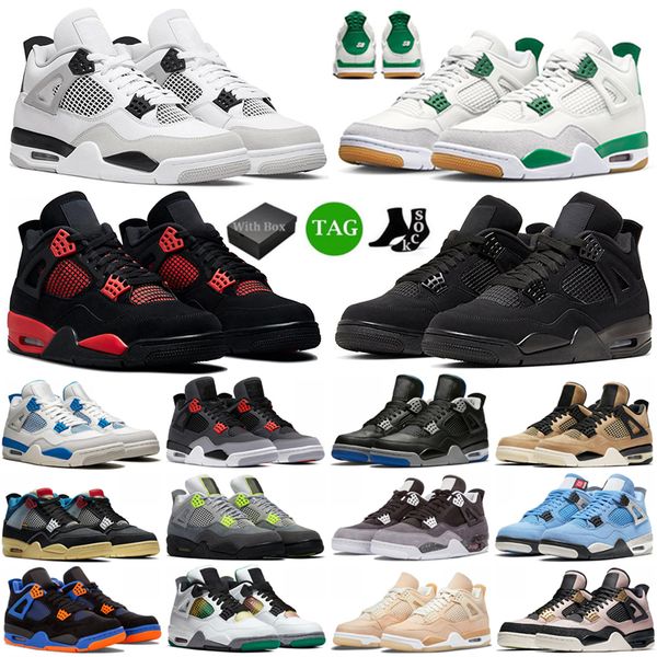

with box 4 basketball shoes for men women 4s pine green military midnight navy black cat red thunder seafoam university blue women mens snea