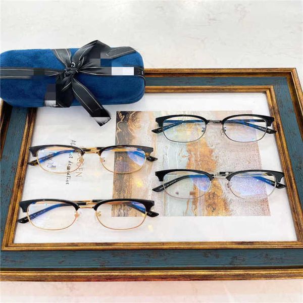 

luxury designer new sunglasses family metal spectacle frame gg0590 jiangnan same korean literary artistic men women can be equipped with sho, White;black