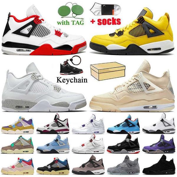 

2022 with box jumpman 4 fire red basketball shoes 4s sail white oreo bred desert moss taupe haze court purple university blue wome259j