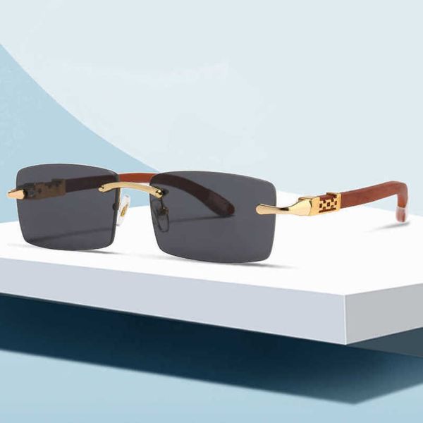 

10% off luxury designer new men's and women's sunglasses 20% off frameless square wooden leg catapult glasses fashion optical fram, White;black