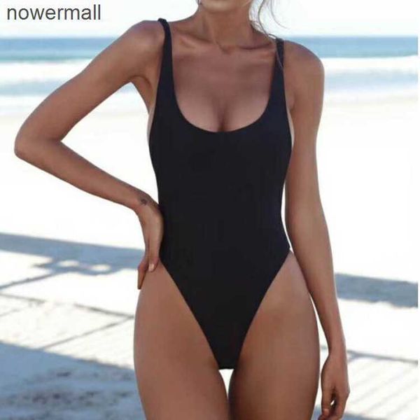 

summer women's beach swimsuits multicolor is fashionable retro one-piece bikini solid color, White;black
