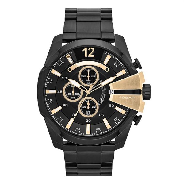 

fashion brand men big case mutiple dials stainless steel band date quartz wrist watch 4338235n, Slivery;brown