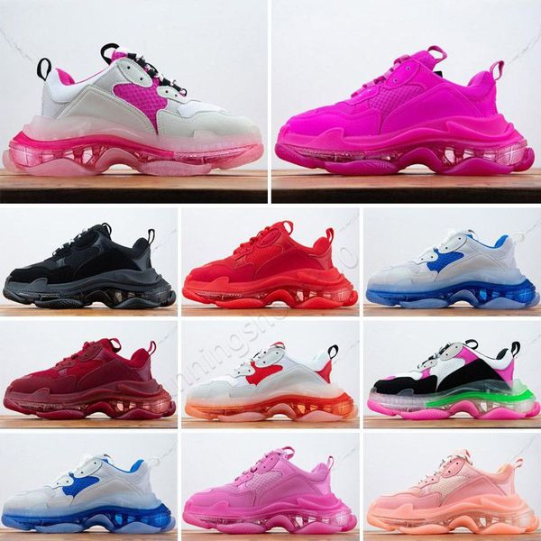 

balencaigaity men women 17fw triple s dad balencigas casual shoes sneaker clear bubble bottom black red pink green yellow grey vov