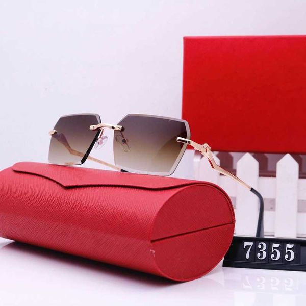 

luxury designer new men's and women's sunglasses 20% off overseas outer square frameless fashion glasses 7355, White;black