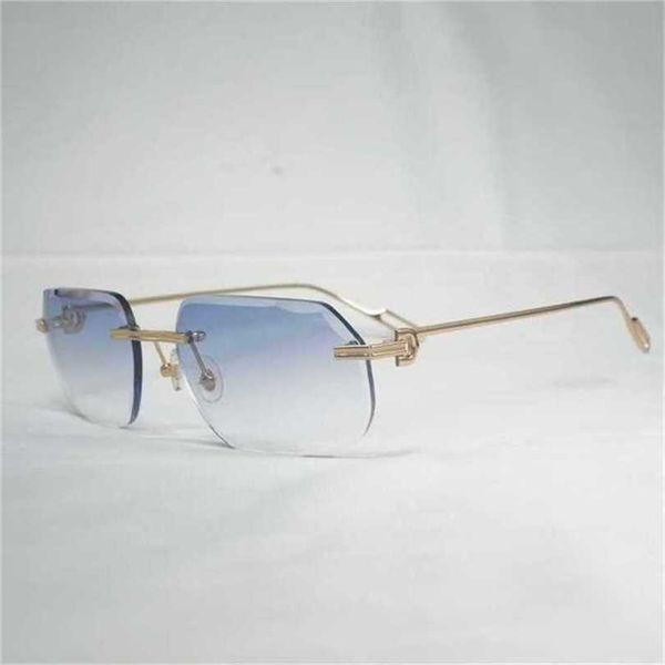 

10% off luxury designer new men's and women's sunglasses 20% off vintage rimless square men oculos cutting lens shape shade metal, White;black