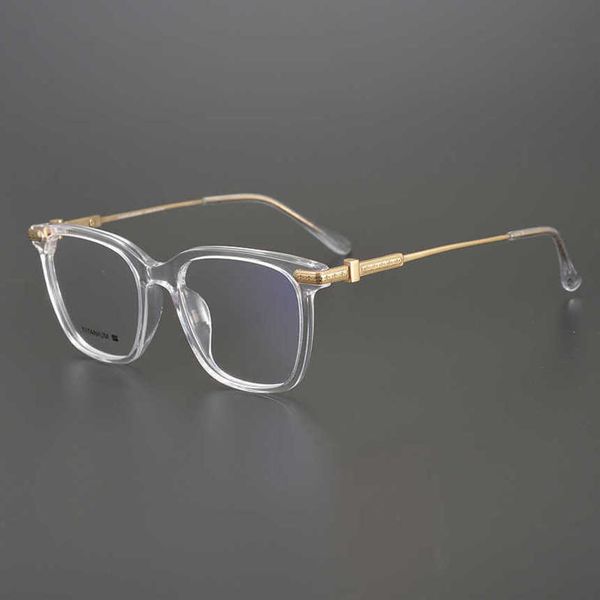 

luxury designer fashion sunglasses 20% off japanese-style ins style transparent hand-made fashionable gold plate pure titanium eyeglass fram, White;black