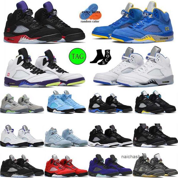

2023 fire red 5 5s jumpman men basketball shoes concord off noir easter racer blue sail jade horizon green bean mens trainers sports sneaker, Black