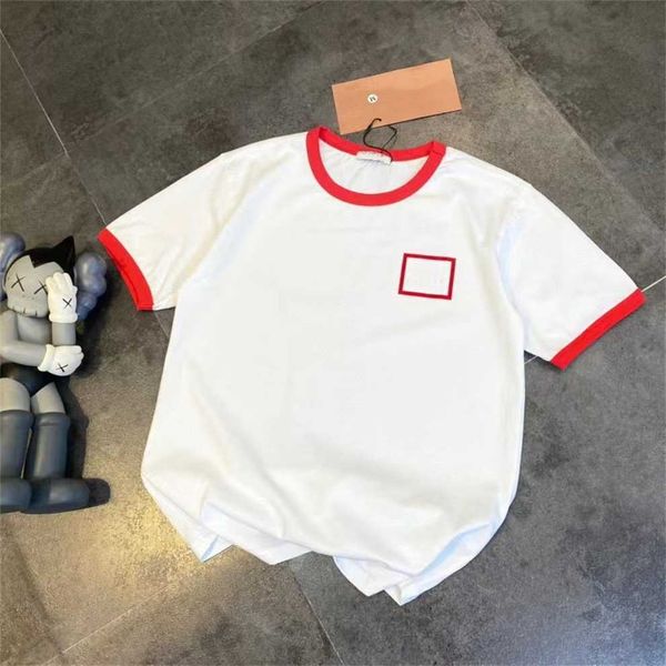 

80% off factory outlet online summer new letter print contrast edge panel t-shirt women's embroidery short sleeve, White;black