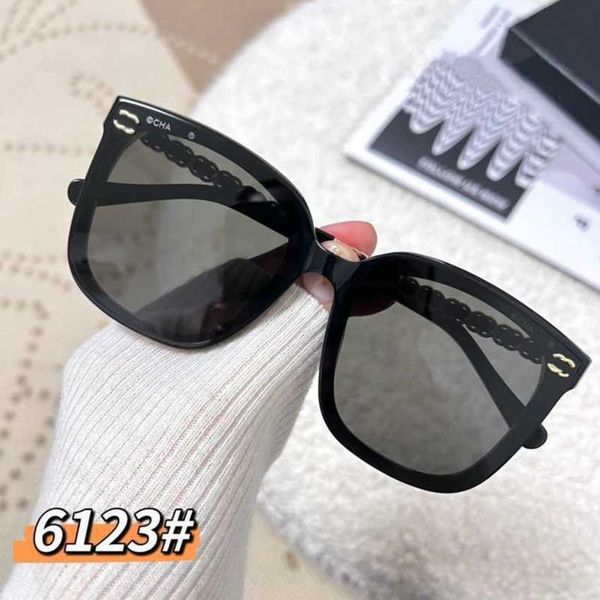 

luxury designer new sunglasses chan chain knitted premium high edition glasses large box, White;black