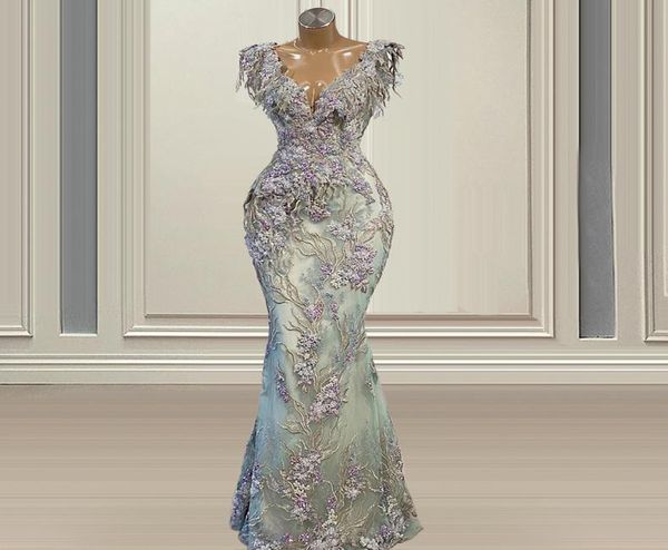 

2021 arabic mermaid prom dresses luxury v neck lace appliqued crystal women formal plus size evening gowns1905036, Black