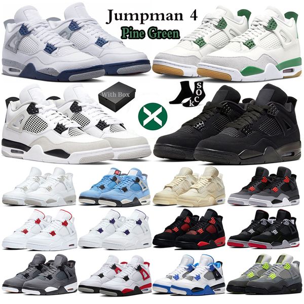 

with box 4 basketball shoes for men women 4s pine green military black cat pn dust red thunder seafoam blue university cool grey mens sports
