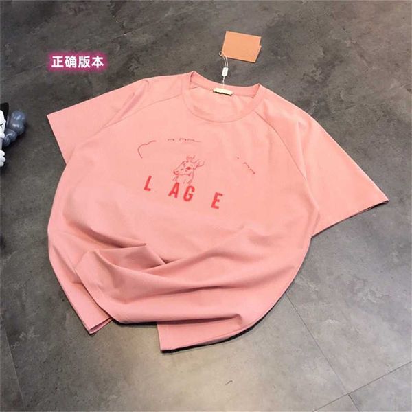 

80% off factory outlet online women's t-shirt summer loose version print letter pink short sleeve fashion, White;black