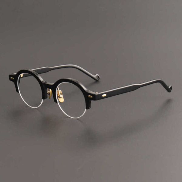 

luxury designer sunglasses 20% off japanese designer's handmade plate eyeglass male female half frame artistic myopia matching degree, White;black