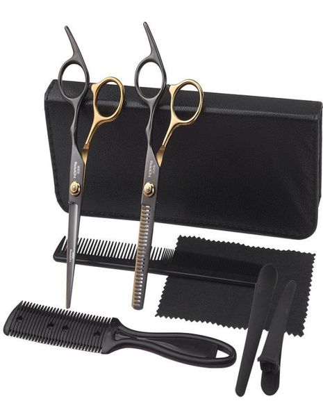 

hair scissors barber hairdressing set professional cutting kit thinning scissor comb haircut cloth accessories3872607