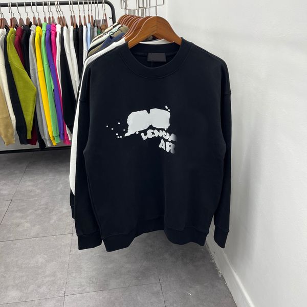 

noble fashion men's sweatshirts classic paris letter printed pure cotton hoodless crewneck autumn and winter men's and women', Black