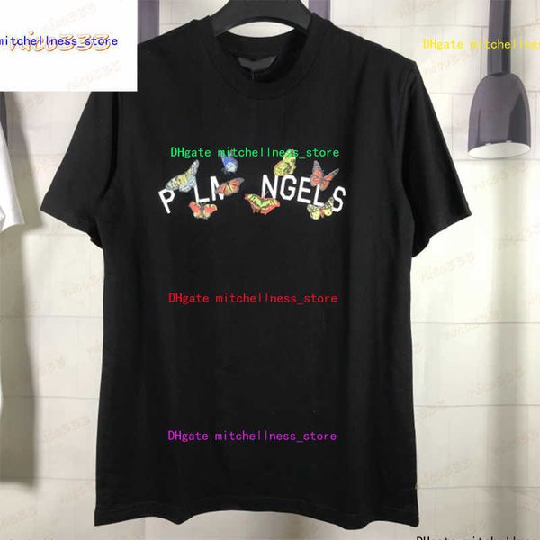 

23ss new t shirt butterfly letters printed cotton loose round neck hundred with men and women with the same short-sleeved, White;black