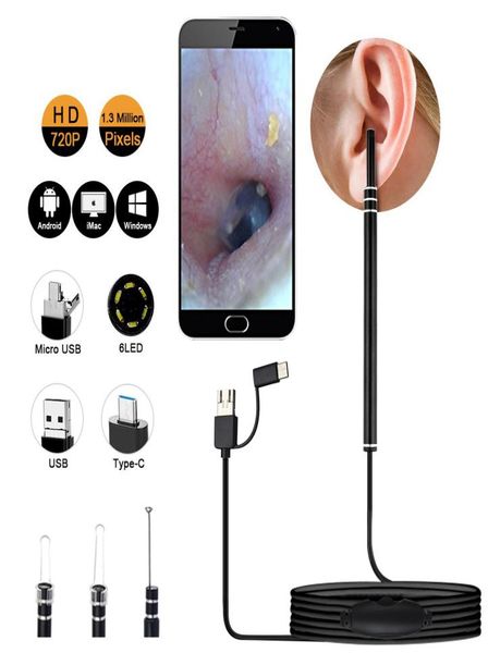 

epack in ear cleaning endoscope spoon mini camera ear picker ear wax removal visual mouth nose otoscope support android pc3575540