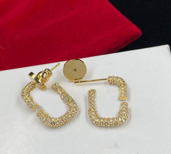 

famous cz diamond charm earrings ear stud classic gold letter designer earring women lady party wedding lovers gift engagement jew2348185, Golden;silver
