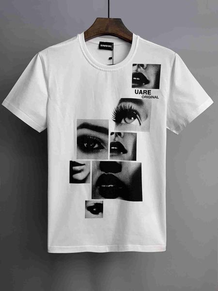 

dsq designer t-shirt pure cotton short sleeve summer men's slim-fit fashion printed casual alphabet t-shirt trend youth, White;black