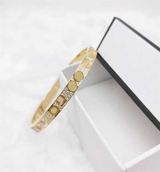 

designer bangle cz rhinestone classic rose gold silver color bangles bracelets jewelry box package 113 8 hc9080784, Black