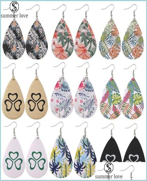 

dangle chandelier design print flower drop earrings faux leather dangle earring geometric statement dog claw waterdrop for women l5431707, Silver