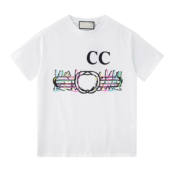

23 spring and summer new classic chest letter short sleeve loose casual t-shirt men's and women's same model instagram couple&#039, White;black