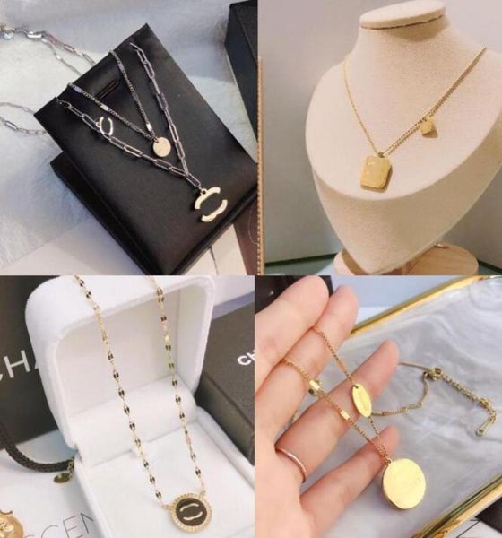 

20style new design necklace 18k gold plated stainless steel choker chain letter pendant fashion womens wedding jewelry accessories6253439, Silver