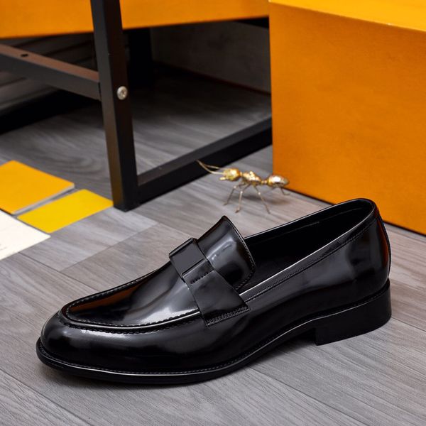 

2023 mens dress shoes formal genuine leather crocodile flats male brand designer casual loafers wedding party driving shoes size 38-44, Black