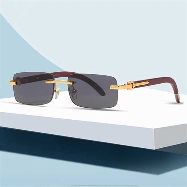 

10% off luxury designer new men's and women's sunglasses 20% off frameless wooden leg square fashion trend optical glasses, White;black