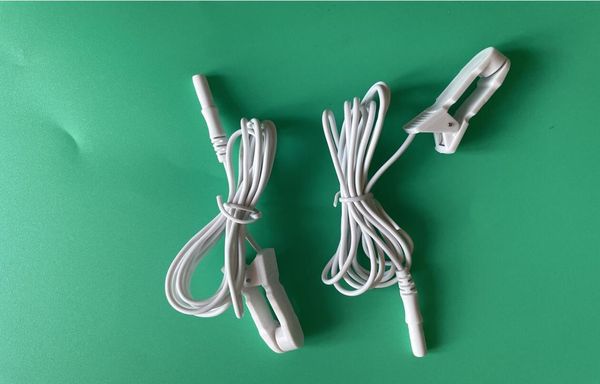 

20 units white longer ear clip clamp electrodes to 2mm female massager for healy estim electrotherapy tens unit ems health beauty1186042