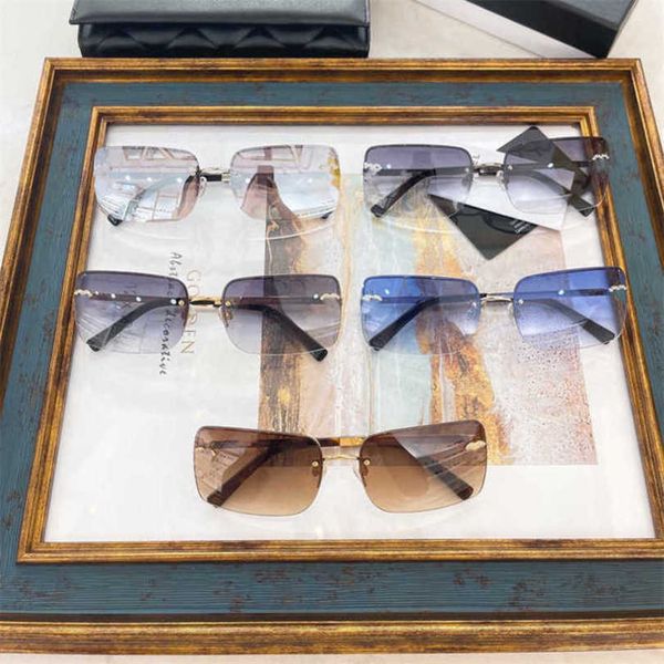 

10% off luxury designer new men's and women's sunglasses 20% off xiaoxiang ins fashion medieval frameless square ch4140-b same, White;black
