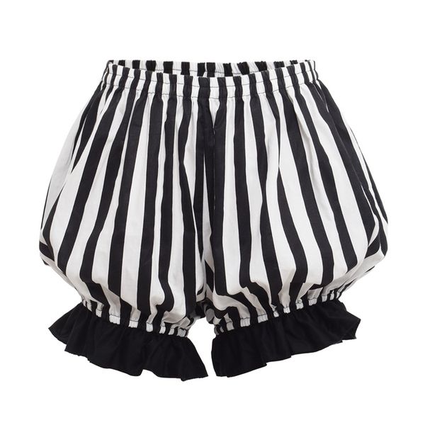 

women's shorts lolita bloomers women vintage cosplay bottoming pumpkin striped short shorts 230325, White;black