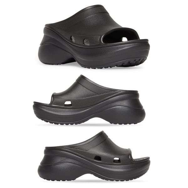 

balencigas balencaigaity designer women pool croc slide sandal rubber platform slippers summer outdoor beach fashion lady thick bot, Black