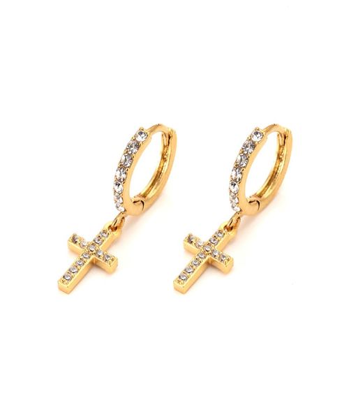 

solid gold gf fine charm many cz inlay cross earrings for women girl special design christian party jewelry god bless women9361693, Silver